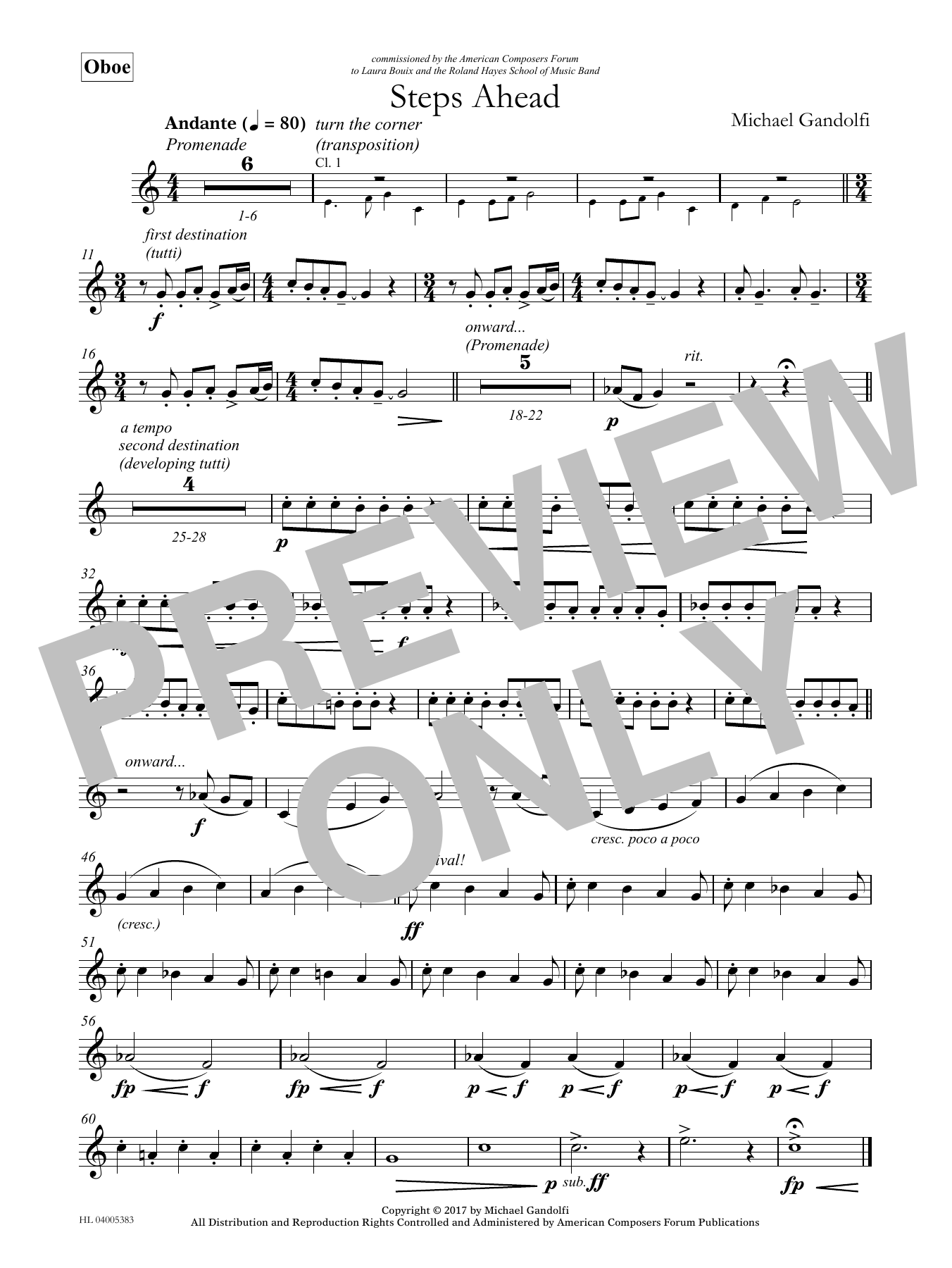Michael Gandolfi Steps Ahead - Oboe Sheet Music Notes & Chords for Concert Band - Download or Print PDF