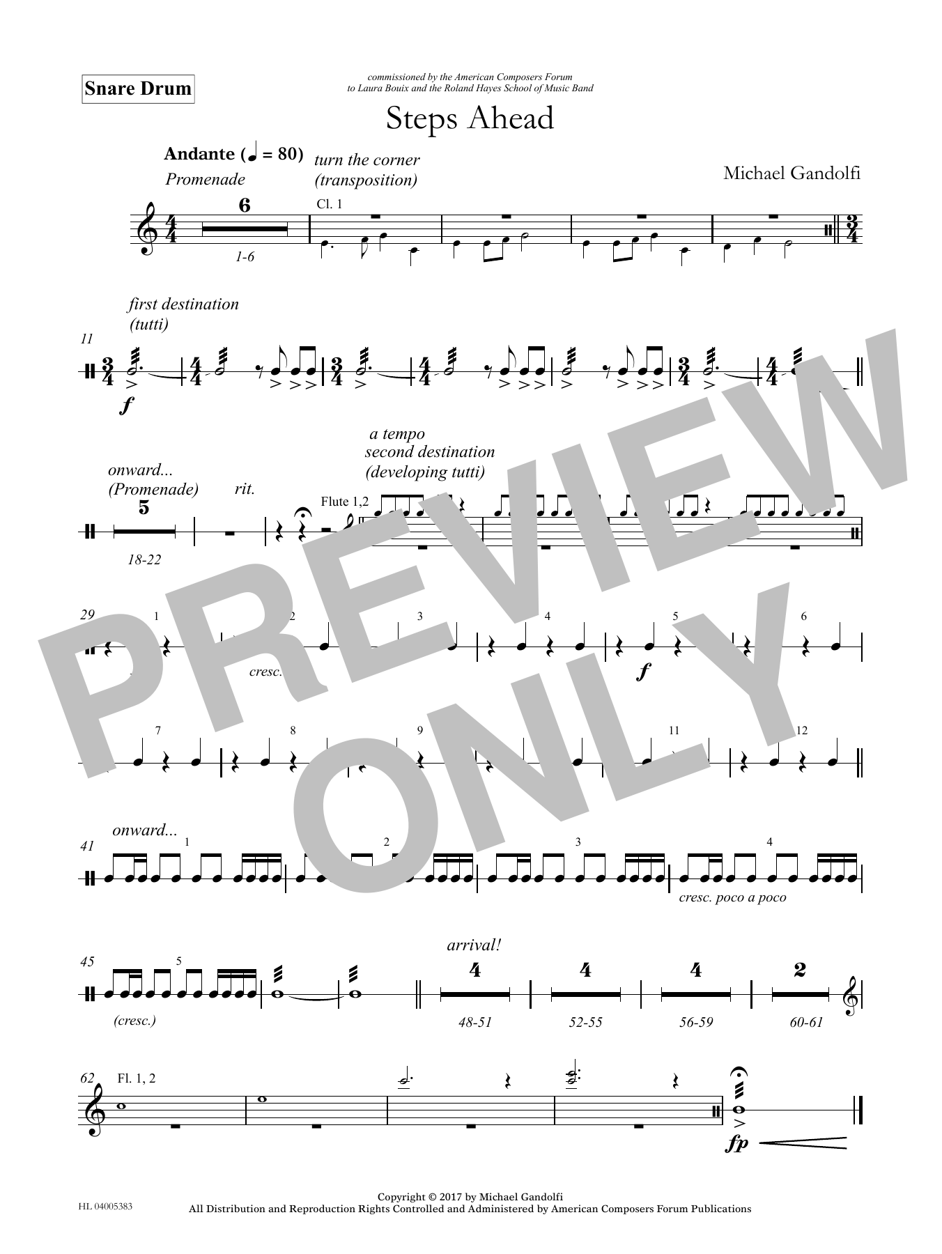 Michael Gandolfi Steps Ahead - Snare Drum Sheet Music Notes & Chords for Concert Band - Download or Print PDF