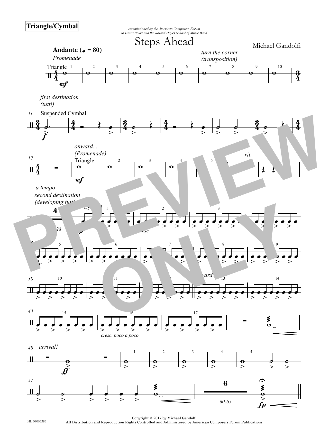Michael Gandolfi Steps Ahead - Triangle/Cymbals Sheet Music Notes & Chords for Concert Band - Download or Print PDF