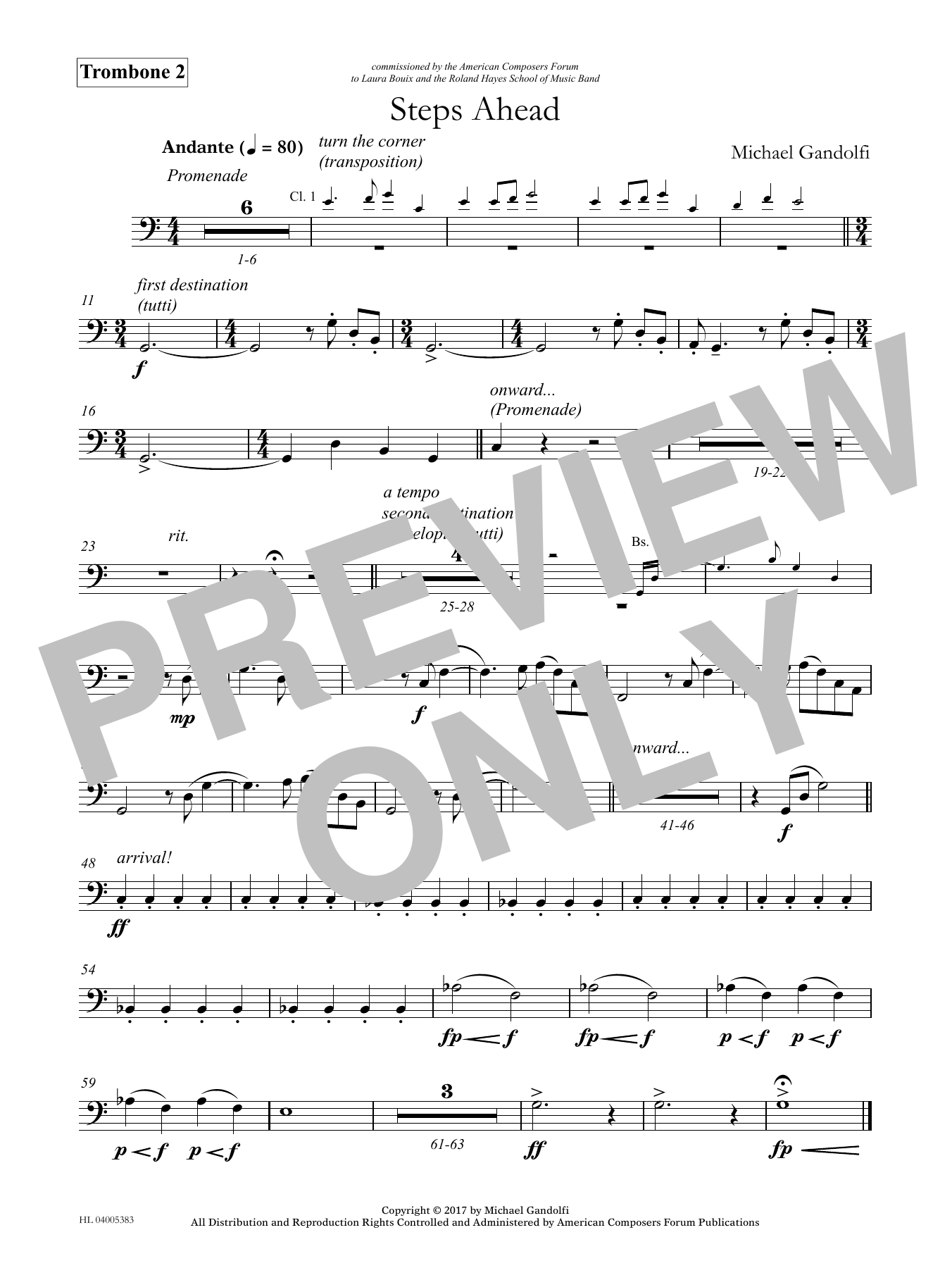 Michael Gandolfi Steps Ahead - Trombone 2 Sheet Music Notes & Chords for Concert Band - Download or Print PDF