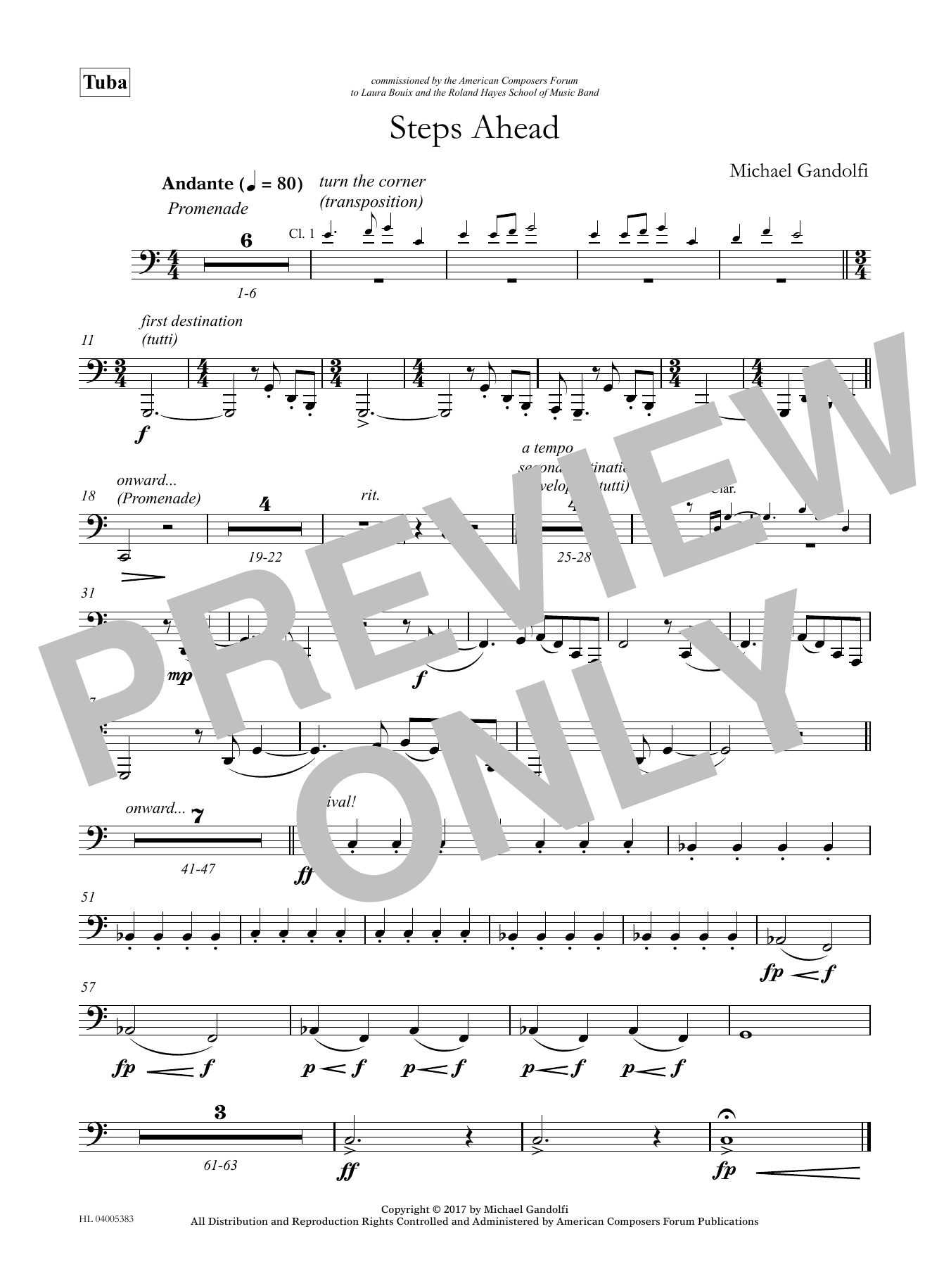 Michael Gandolfi Steps Ahead - Tuba Sheet Music Notes & Chords for Concert Band - Download or Print PDF