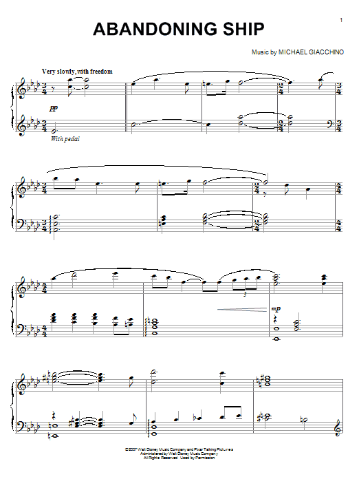 Michael Giacchino Abandoning Ship Sheet Music Notes & Chords for Piano - Download or Print PDF