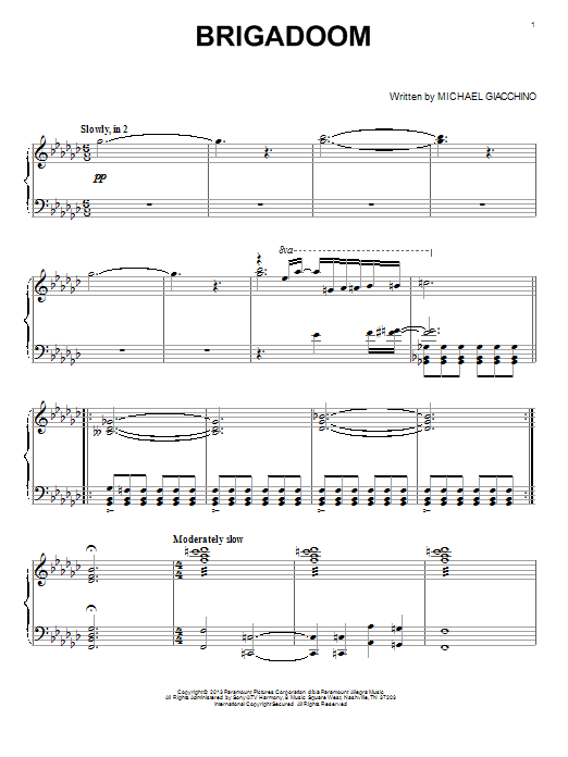 Michael Giacchino Brigadoom Sheet Music Notes & Chords for Piano - Download or Print PDF