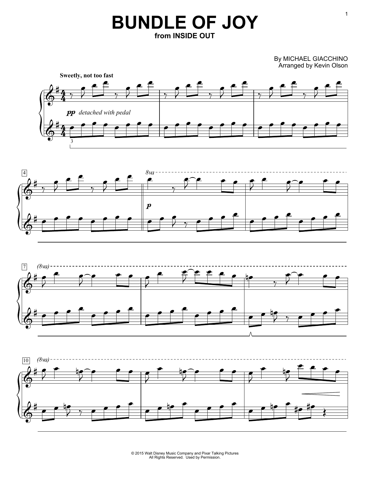 Michael Giacchino Bundle Of Joy (from Inside Out) (arr. Kevin Olson) Sheet Music Notes & Chords for Easy Piano Solo - Download or Print PDF