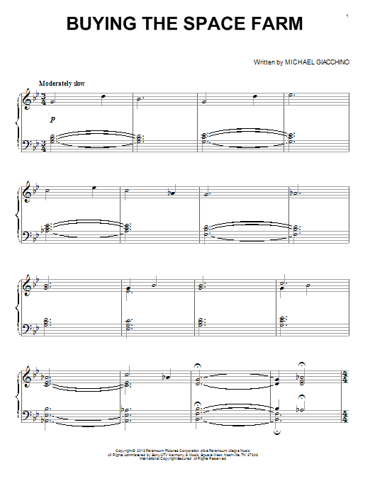 Michael Giacchino Buying The Space Farm Sheet Music Notes & Chords for Piano - Download or Print PDF
