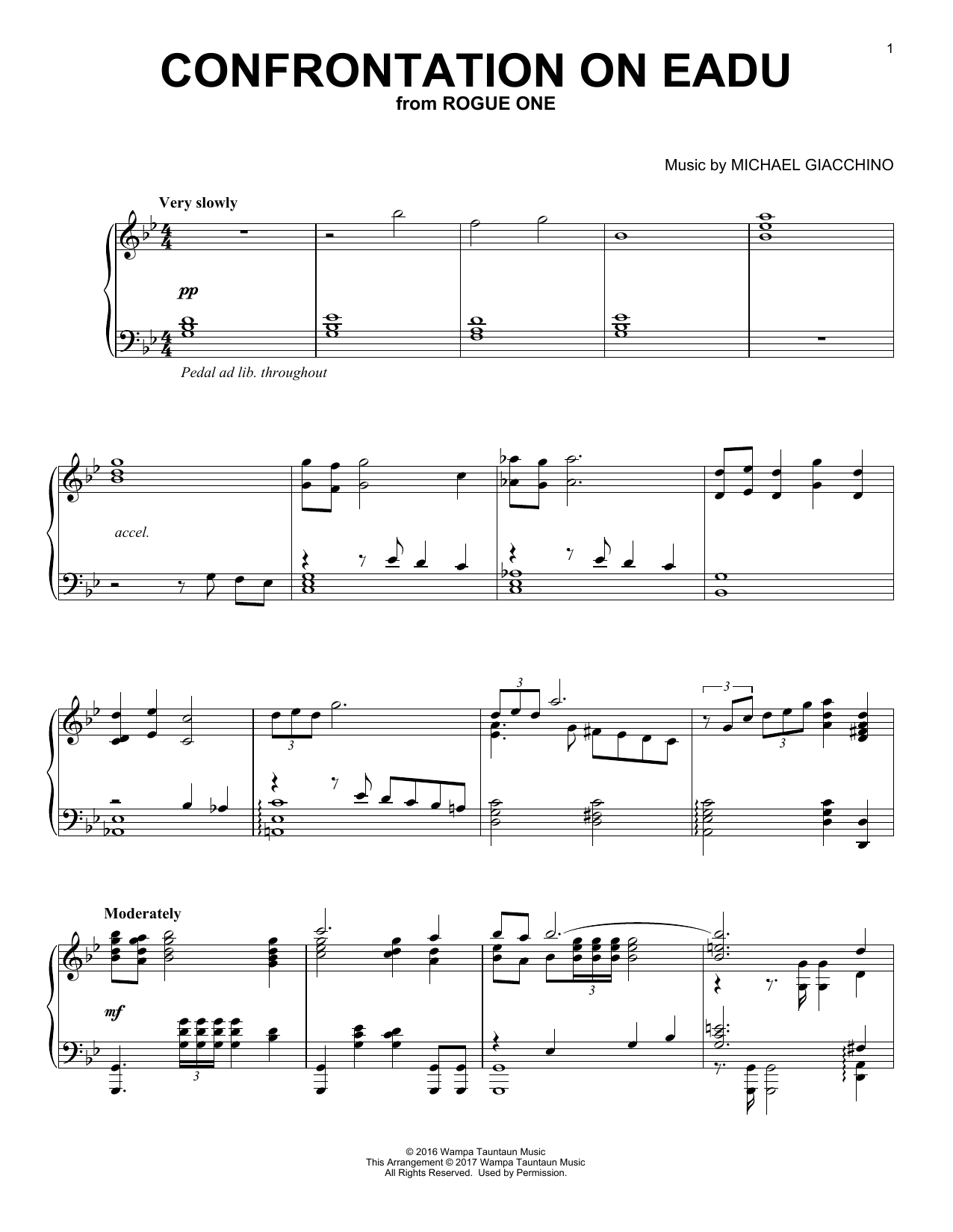 Michael Giacchino Confrontation On Eadu Sheet Music Notes & Chords for Piano - Download or Print PDF