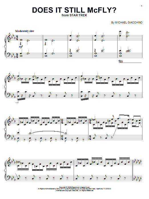 Michael Giacchino Does It Still McFly? Sheet Music Notes & Chords for Piano - Download or Print PDF