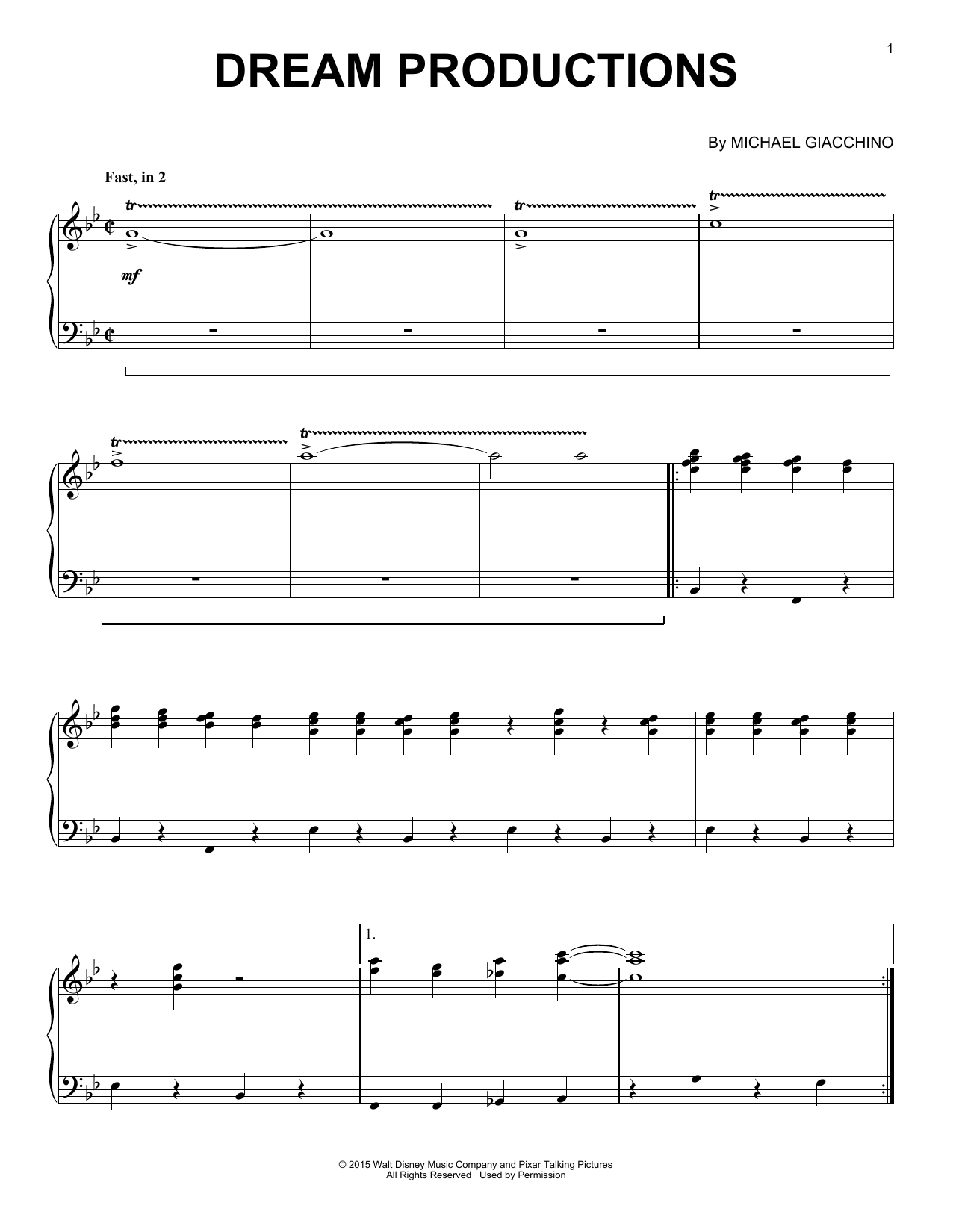 Michael Giacchino Dream Productions Sheet Music Notes & Chords for Piano - Download or Print PDF