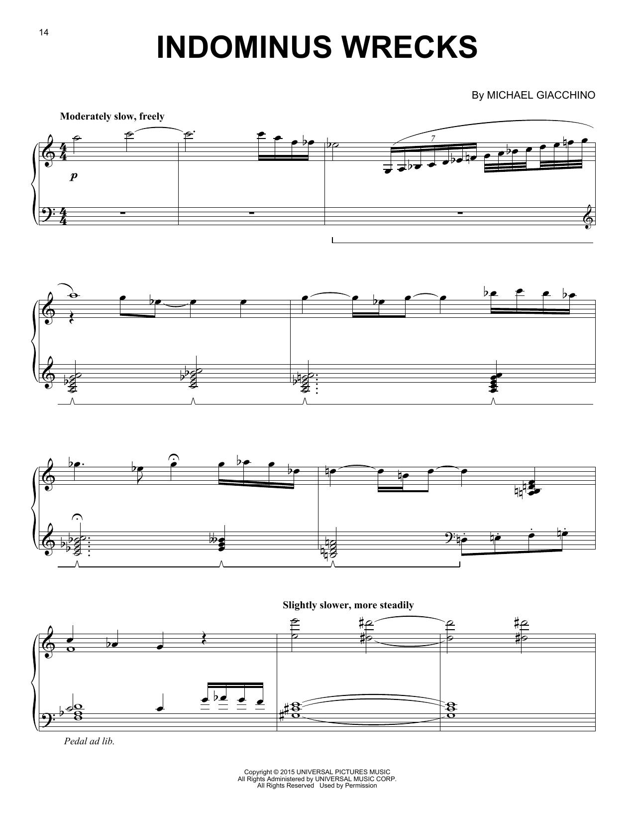 Michael Giacchino Indominus Wrecks Sheet Music Notes & Chords for Piano - Download or Print PDF