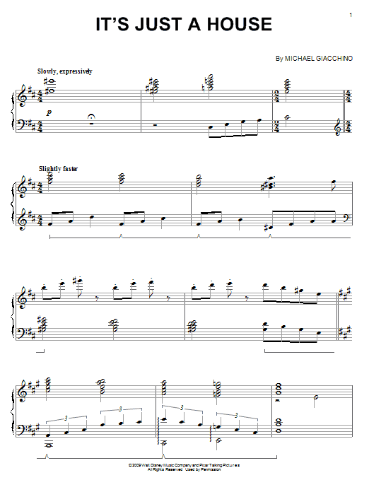 Michael Giacchino It's Just A House Sheet Music Notes & Chords for Easy Piano - Download or Print PDF