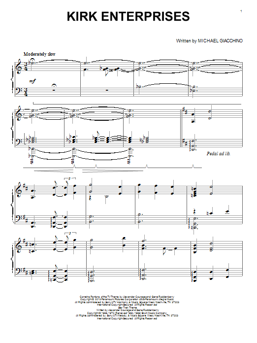 Michael Giacchino Kirk Enterprises Sheet Music Notes & Chords for Piano - Download or Print PDF