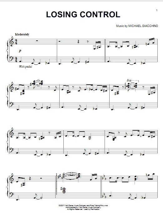 Michael Giacchino Losing Control Sheet Music Notes & Chords for Piano - Download or Print PDF