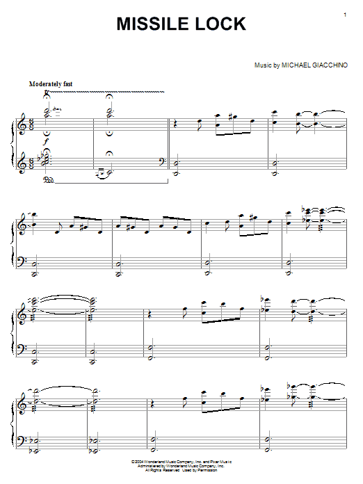 Michael Giacchino Missile Lock (from The Incredibles) Sheet Music Notes & Chords for Piano - Download or Print PDF
