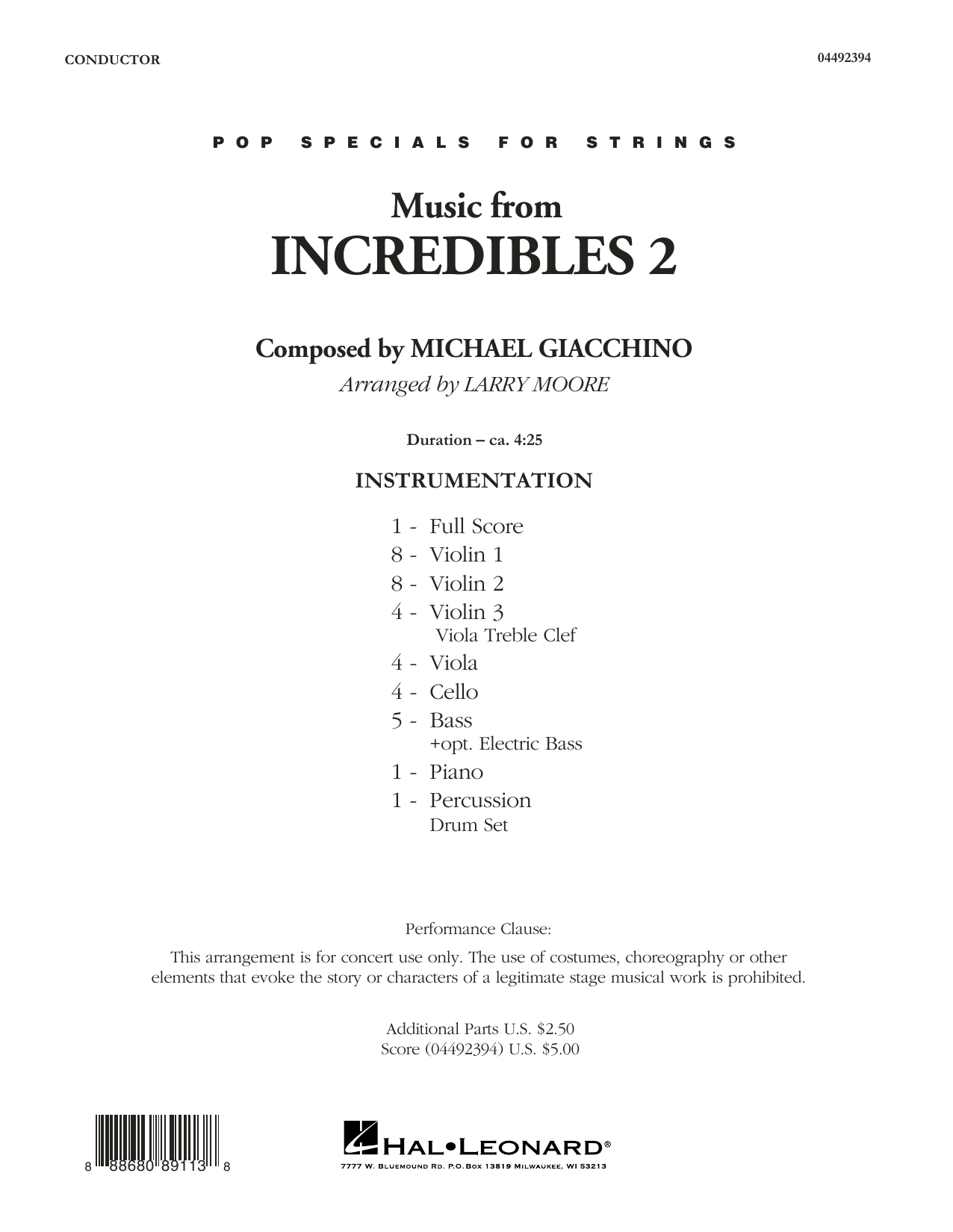Michael Giacchino Music from Incredibles 2 (arr. Larry Moore) - Conductor Score (Full Score) Sheet Music Notes & Chords for Orchestra - Download or Print PDF