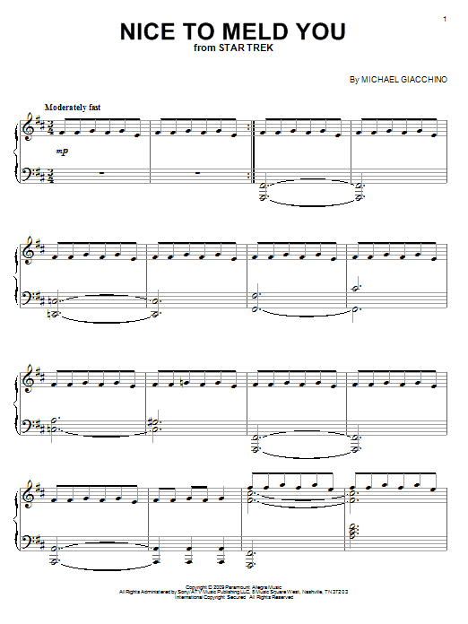 Michael Giacchino Nice To Meld You Sheet Music Notes & Chords for Piano - Download or Print PDF