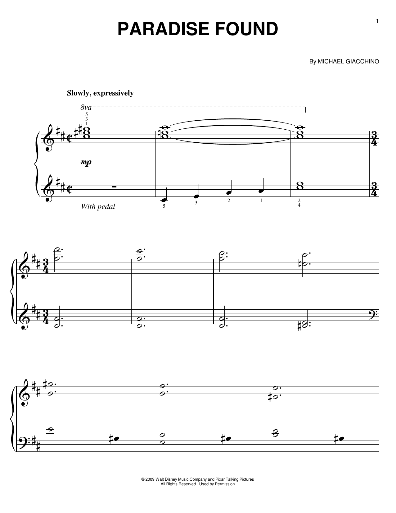Michael Giacchino Paradise Found Sheet Music Notes & Chords for Easy Piano - Download or Print PDF