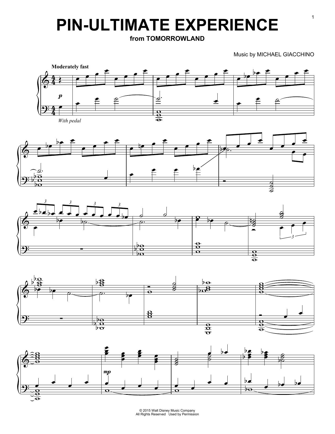 Michael Giacchino Pin-Ultimate Experience Sheet Music Notes & Chords for Piano - Download or Print PDF