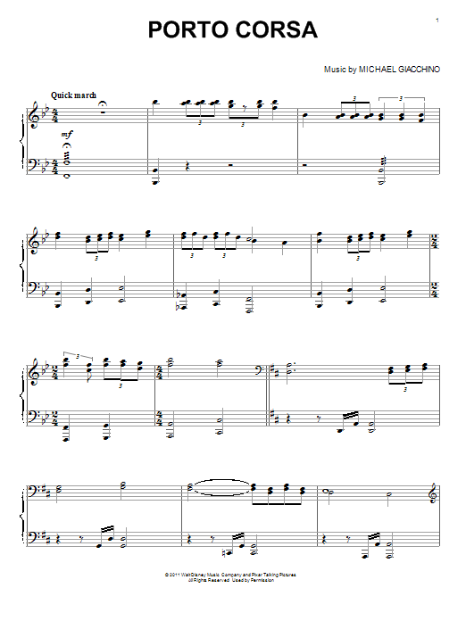 Michael Giacchino Porto Corsa Sheet Music Notes & Chords for Piano - Download or Print PDF