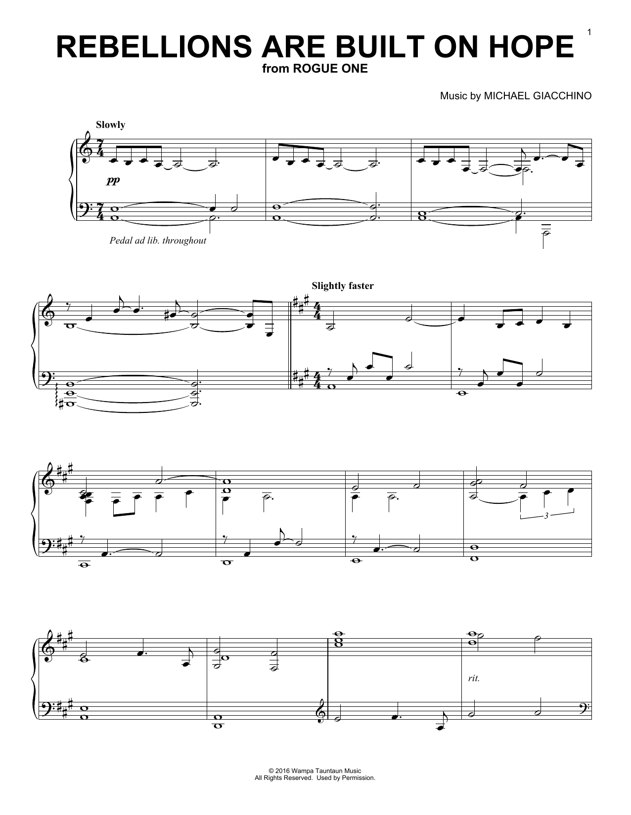 Michael Giacchino Rebellions Are Built On Hope Sheet Music Notes & Chords for Easy Piano - Download or Print PDF