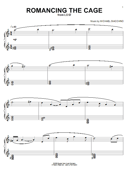 Michael Giacchino Romancing The Cage Sheet Music Notes & Chords for Piano - Download or Print PDF