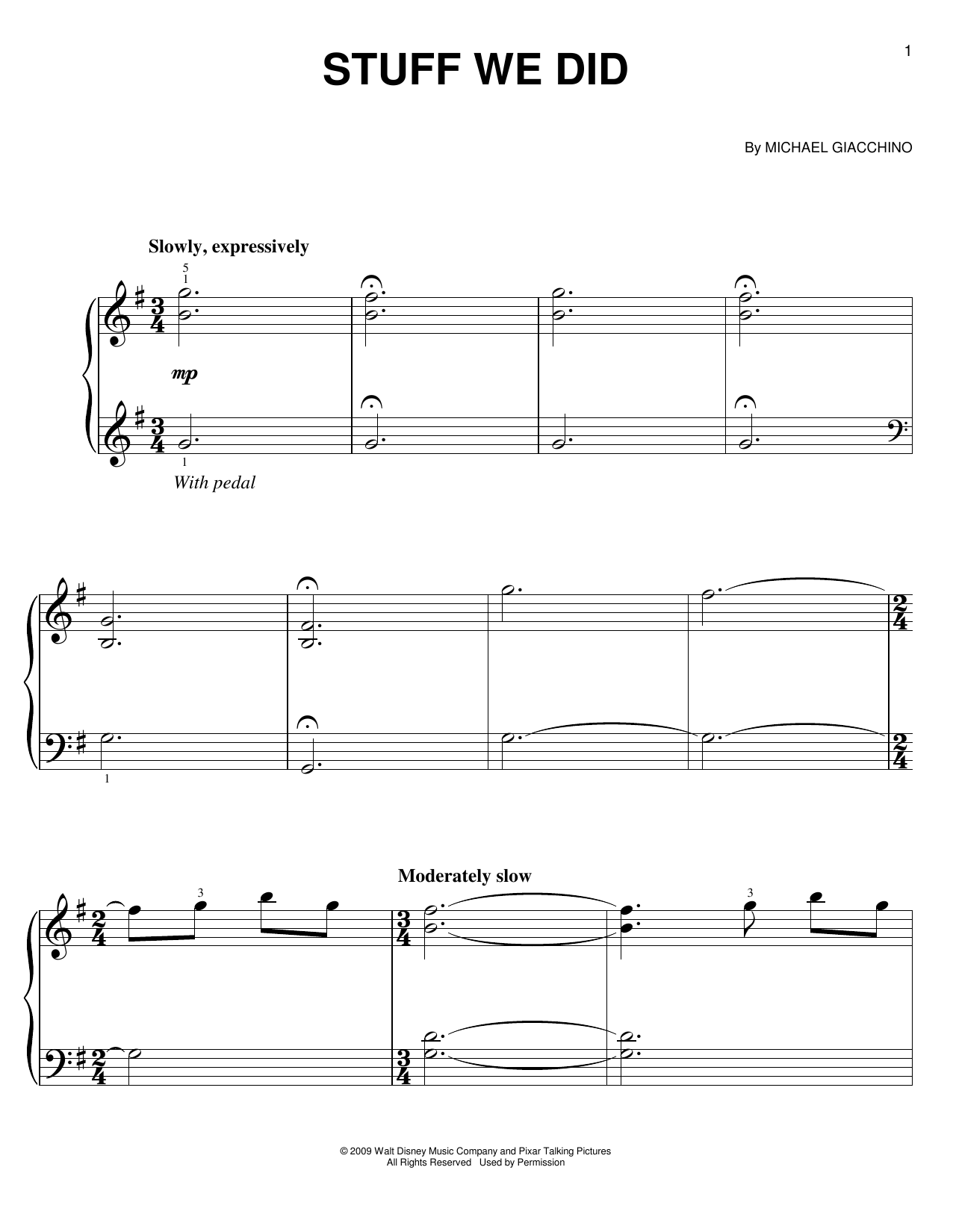 Michael Giacchino Stuff We Did Sheet Music Notes & Chords for Easy Piano - Download or Print PDF