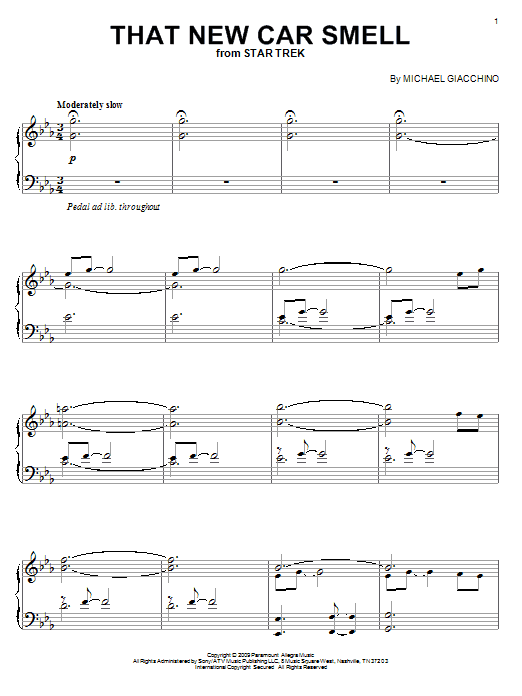 Michael Giacchino That New Car Smell Sheet Music Notes & Chords for Piano - Download or Print PDF