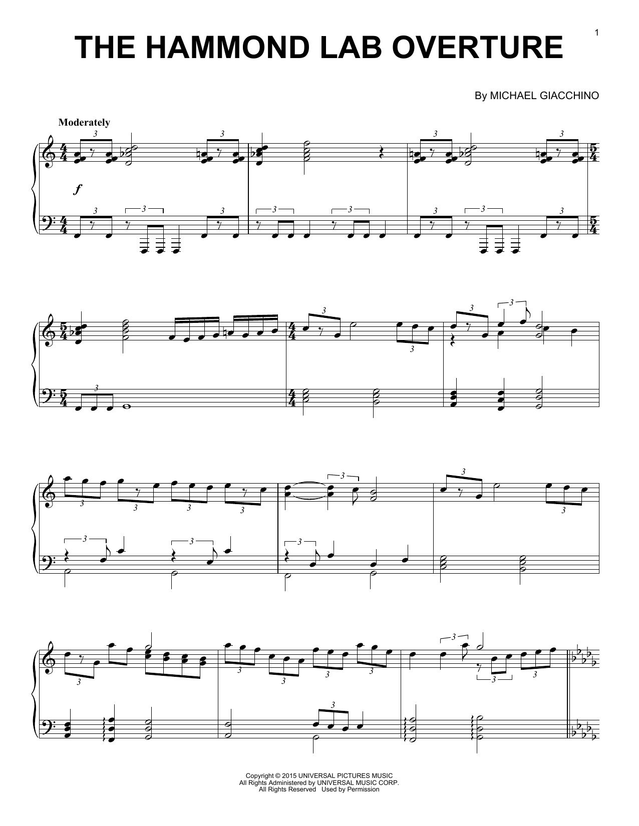 Michael Giacchino The Hammond Lab Overture Sheet Music Notes & Chords for Piano - Download or Print PDF