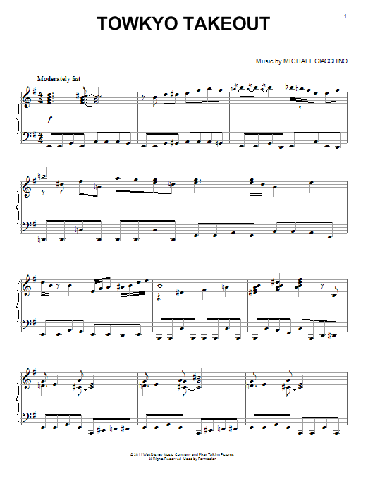 Michael Giacchino Towkyo Takeout Sheet Music Notes & Chords for Piano - Download or Print PDF Michael Giacchino Towkyo Takeout Sheet Music Notes & Chords for Piano - Download or Print PDF