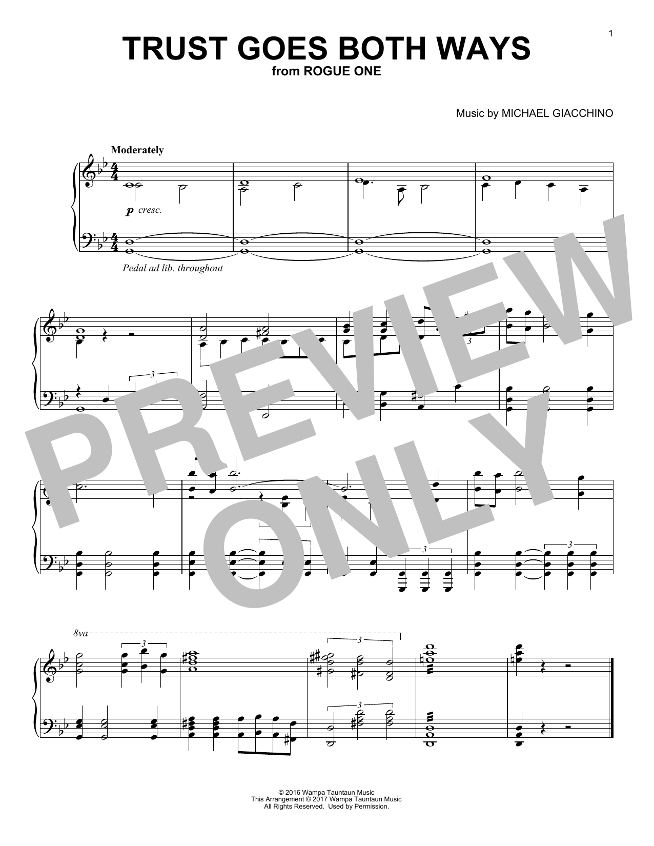 Michael Giacchino Trust Goes Both Ways Sheet Music Notes & Chords for Piano - Download or Print PDF