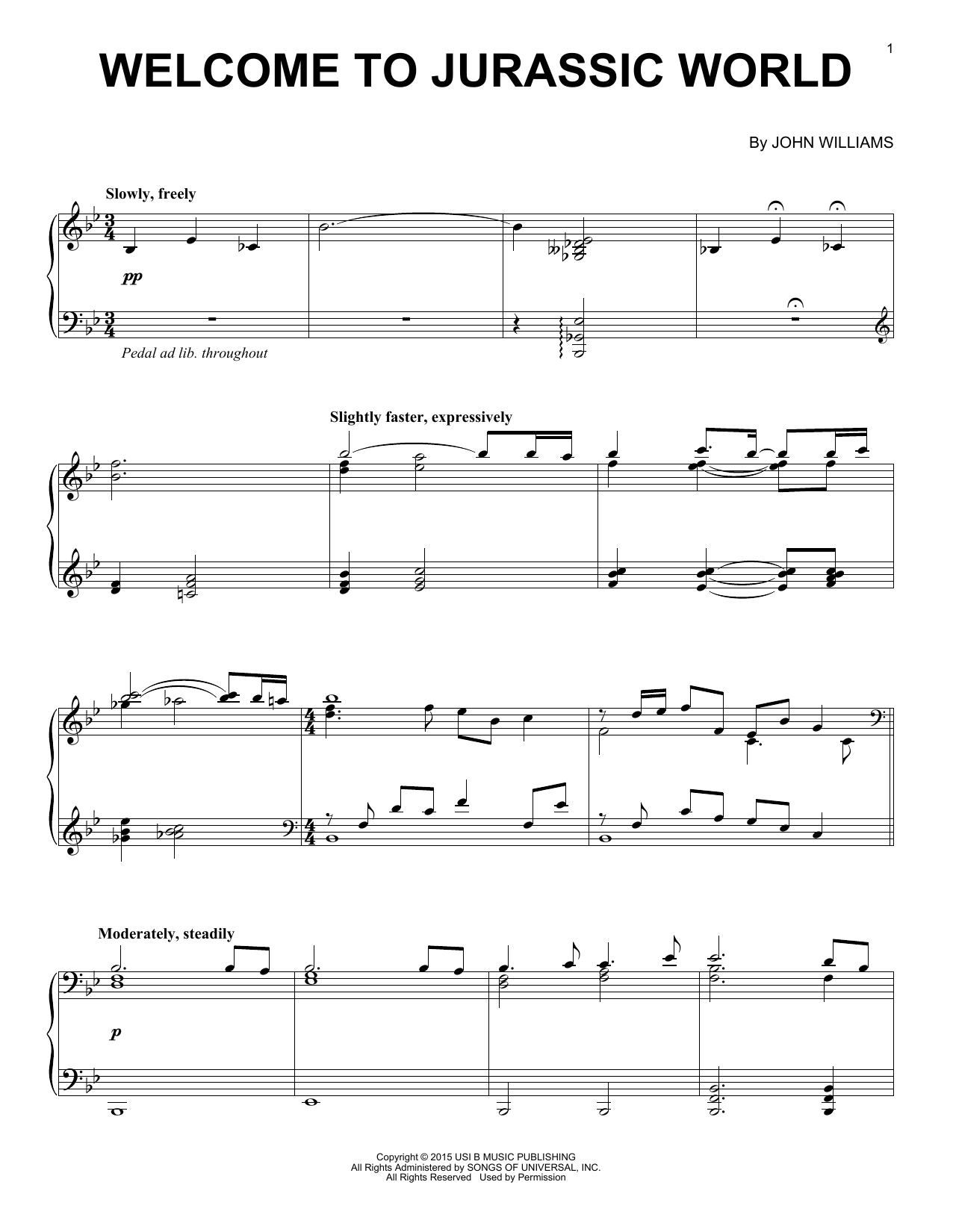 Michael Giacchino Welcome To Jurassic World Sheet Music Notes & Chords for Piano - Download or Print PDF