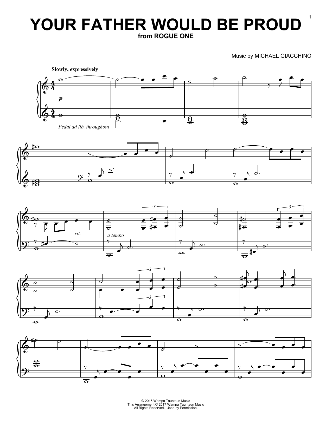 Michael Giacchino Your Father Would Be Proud Sheet Music Notes & Chords for Easy Piano - Download or Print PDF