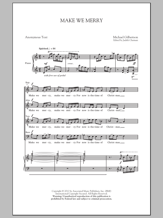 Michael Gilbertson Make We Merry Sheet Music Notes & Chords for SATB - Download or Print PDF