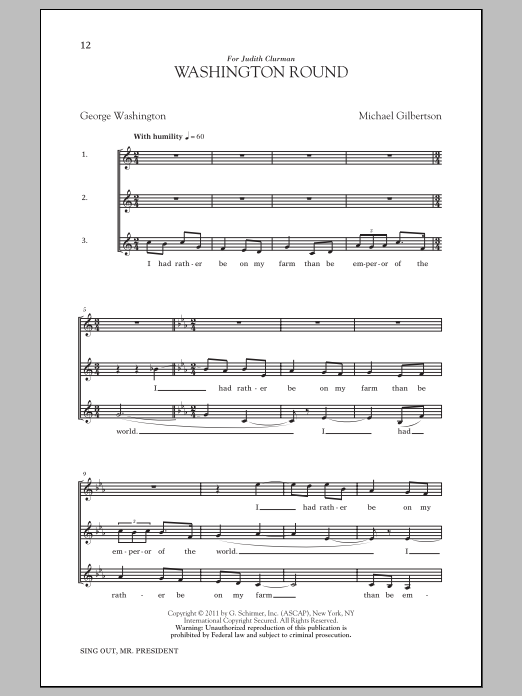 Michael Gilbertson Washington Round Sheet Music Notes & Chords for 3-Part Mixed - Download or Print PDF