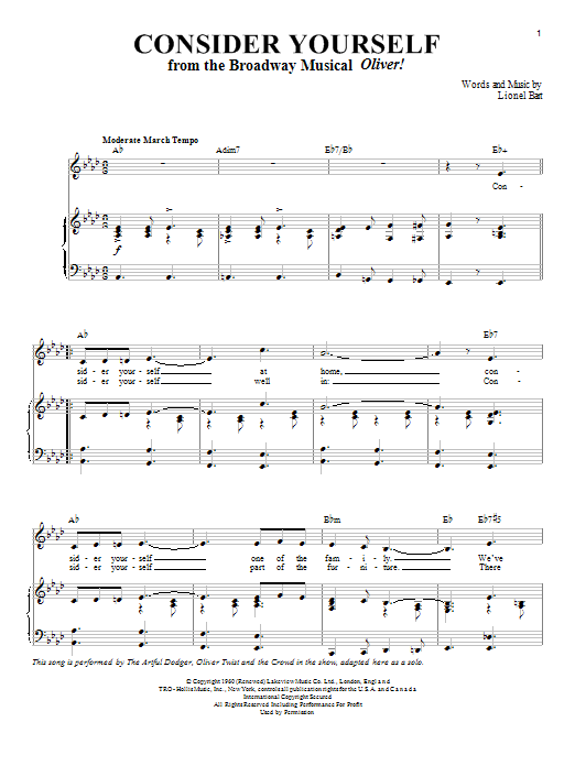 Michael Goodman Consider Yourself Sheet Music Notes & Chords for Piano & Vocal - Download or Print PDF