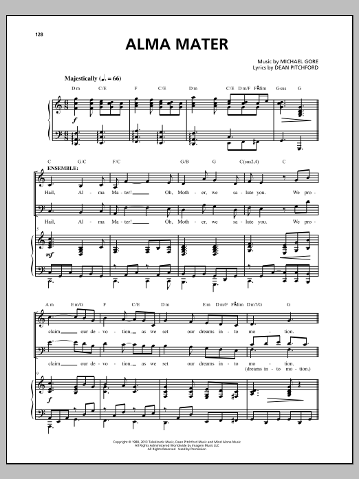 Michael Gore Alma Mater (from Carrie The Musical) Sheet Music Notes & Chords for Piano & Vocal - Download or Print PDF