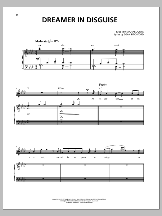 Michael Gore Dreamer In Disguise (from Carrie The Musical) Sheet Music Notes & Chords for Piano & Vocal - Download or Print PDF