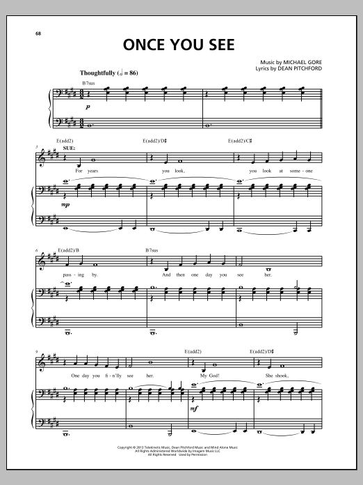 Michael Gore Once You See (from Carrie The Musical) Sheet Music Notes & Chords for Piano & Vocal - Download or Print PDF