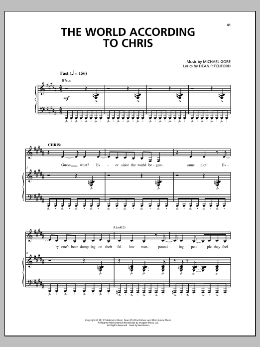 Michael Gore The World According To Chris (from Carrie The Musical) Sheet Music Notes & Chords for Piano & Vocal - Download or Print PDF