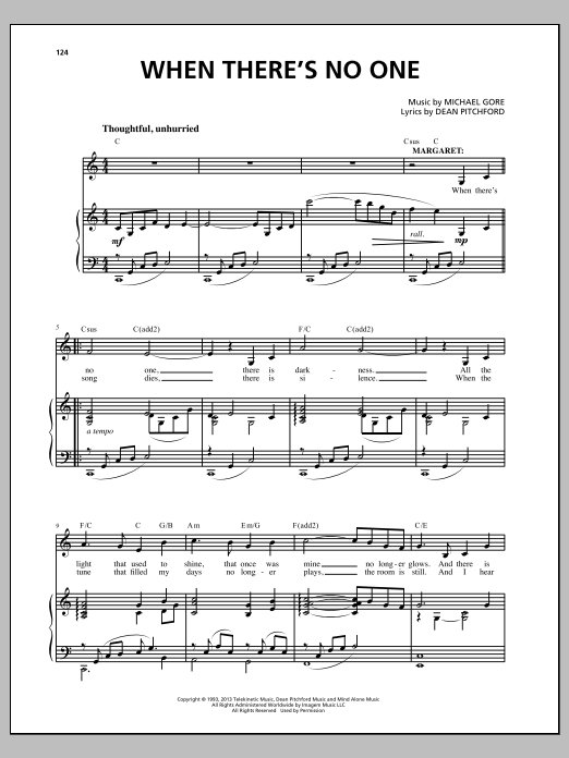 Michael Gore When There's No One (from Carrie The Musical) Sheet Music Notes & Chords for Piano & Vocal - Download or Print PDF