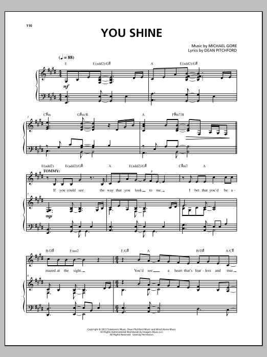 Michael Gore You Shine (from Carrie The Musical) Sheet Music Notes & Chords for Piano & Vocal - Download or Print PDF