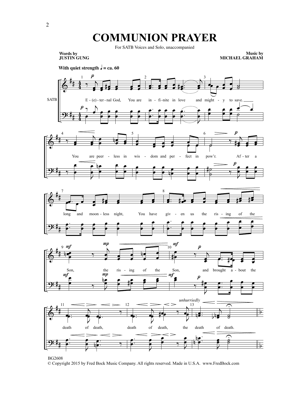 Michael Graham Communion Prayer Sheet Music Notes & Chords for Choral - Download or Print PDF