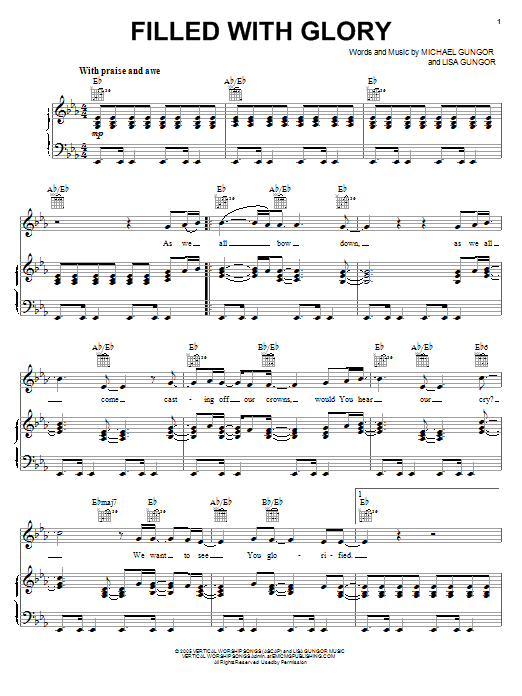 Michael Gungor Filled With Glory Sheet Music Notes & Chords for Piano, Vocal & Guitar (Right-Hand Melody) - Download or Print PDF Michael Gungor Filled With Glory Sheet Music Notes & Chords for Piano, Vocal & Guitar (Right-Hand Melody) - Download or Print PDF