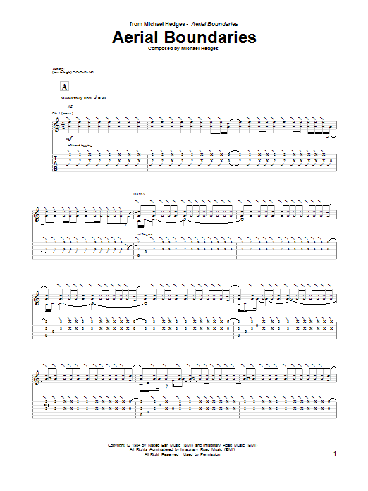 Michael Hedges Aerial Boundaries Sheet Music Notes & Chords for Guitar Tab - Download or Print PDF