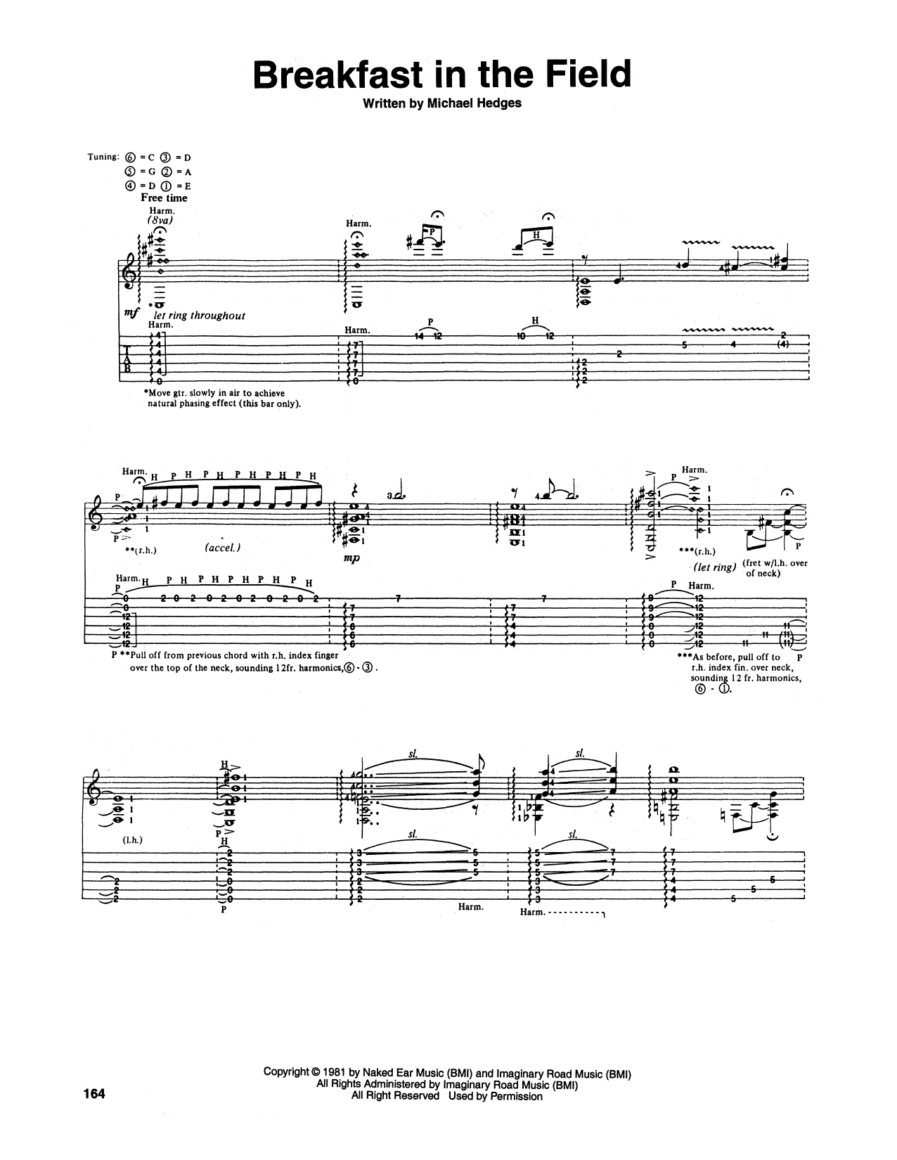 Michael Hedges Breakfast In The Field Sheet Music Notes & Chords for Guitar Tab - Download or Print PDF