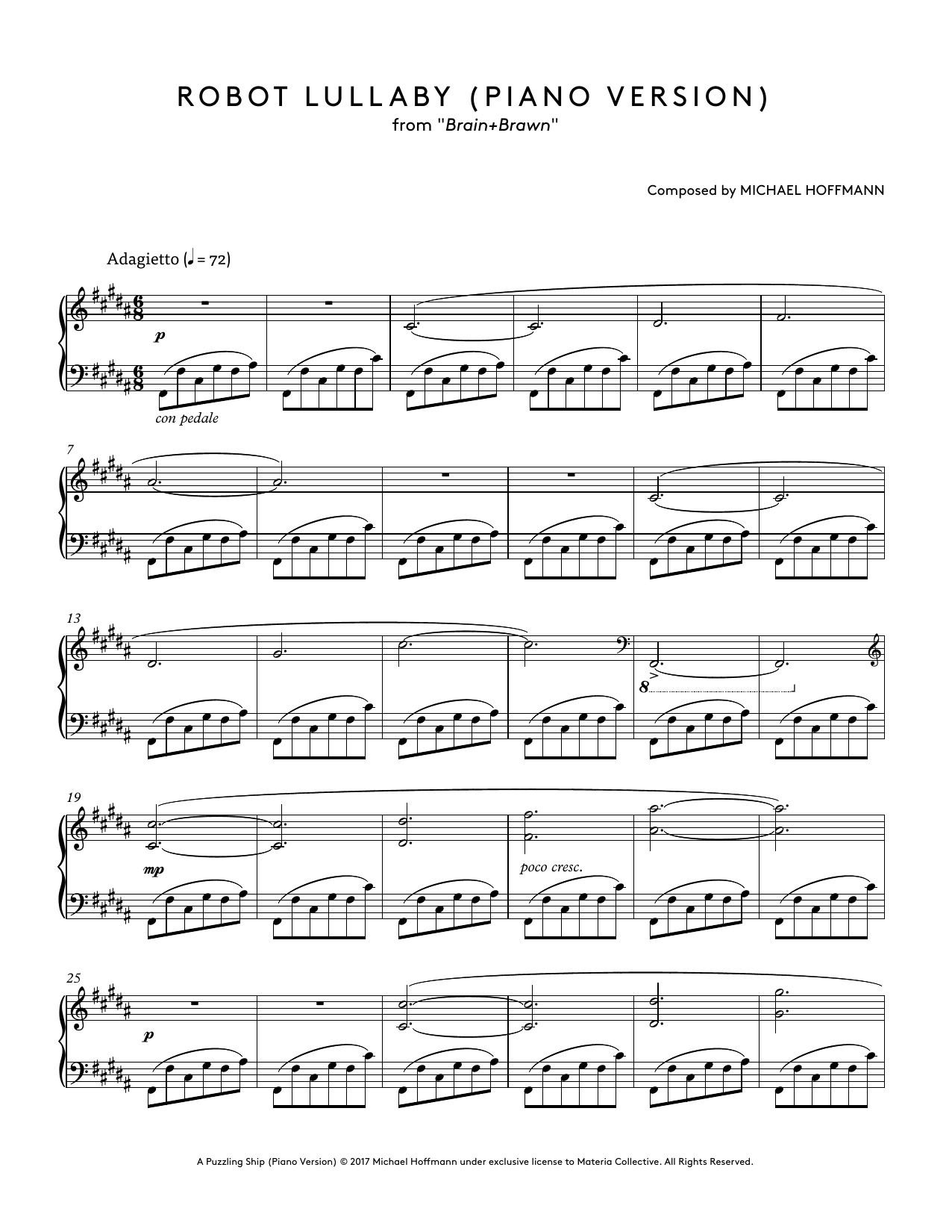Michael Hoffmann Robot Lullaby Sheet Music Notes & Chords for Piano Solo - Download or Print PDF