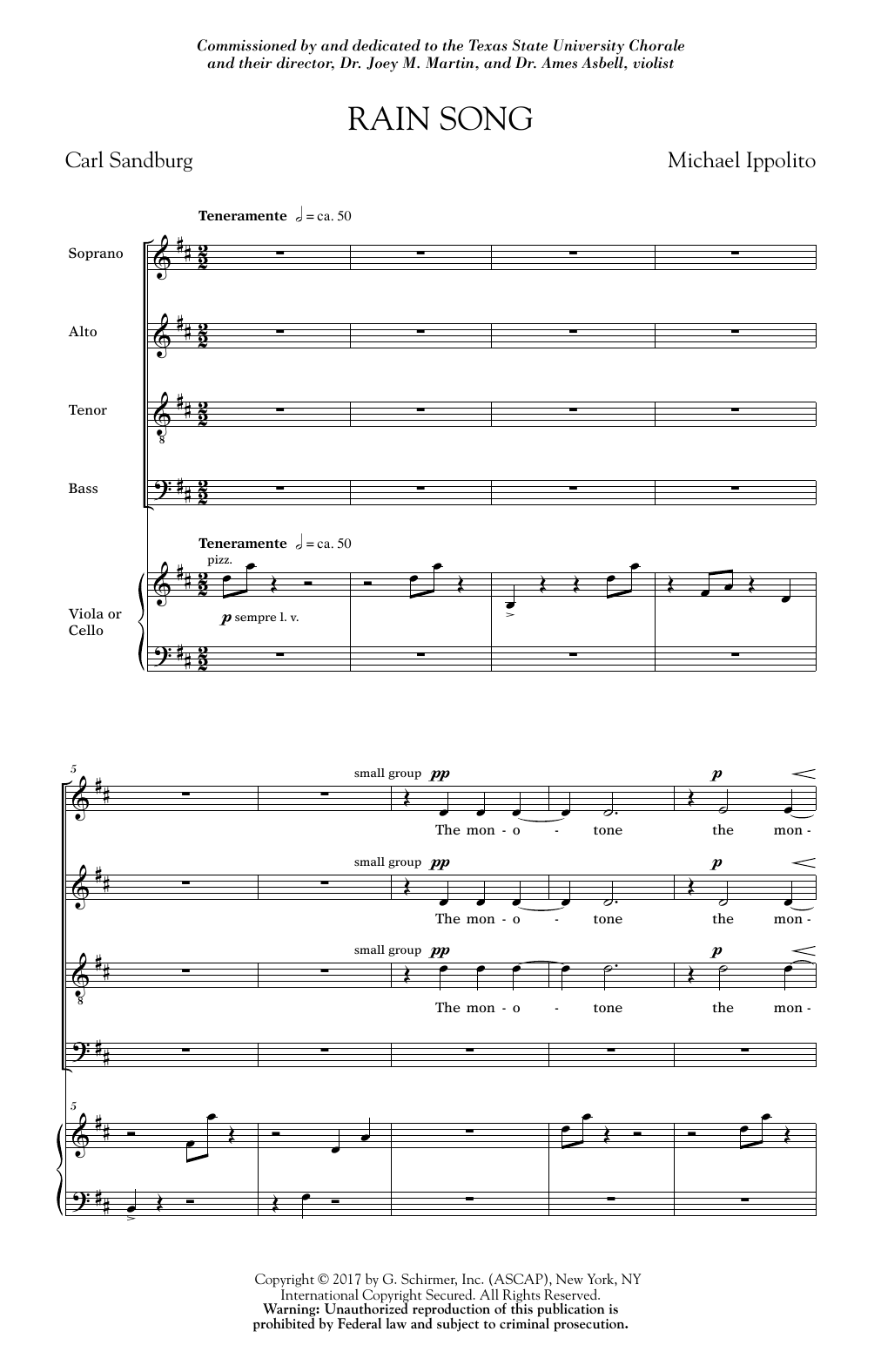 Michael Ippolito Rain Song Sheet Music Notes & Chords for SATB - Download or Print PDF