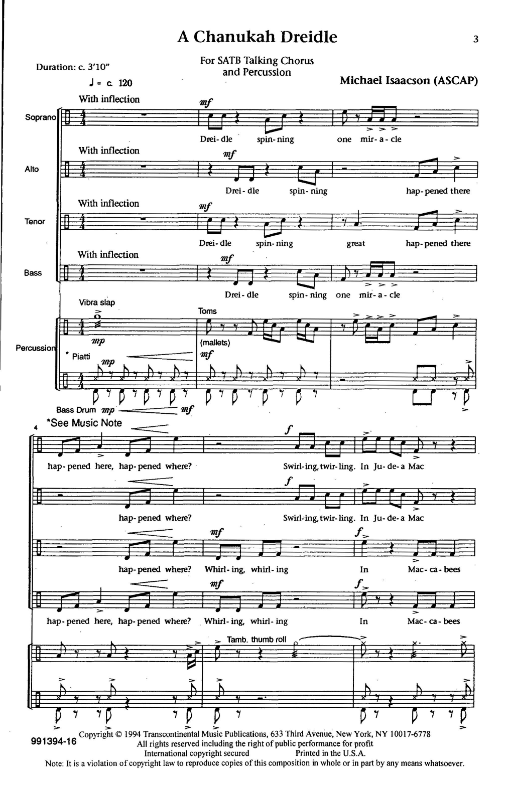 Michael Isaacson A Chanukah Dreidle Sheet Music Notes & Chords for SATB Choir - Download or Print PDF