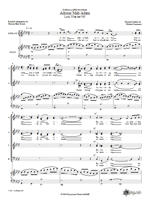 Michael Isaacson Adonai Mah Adam Sheet Music Notes & Chords for SATB - Download or Print PDF