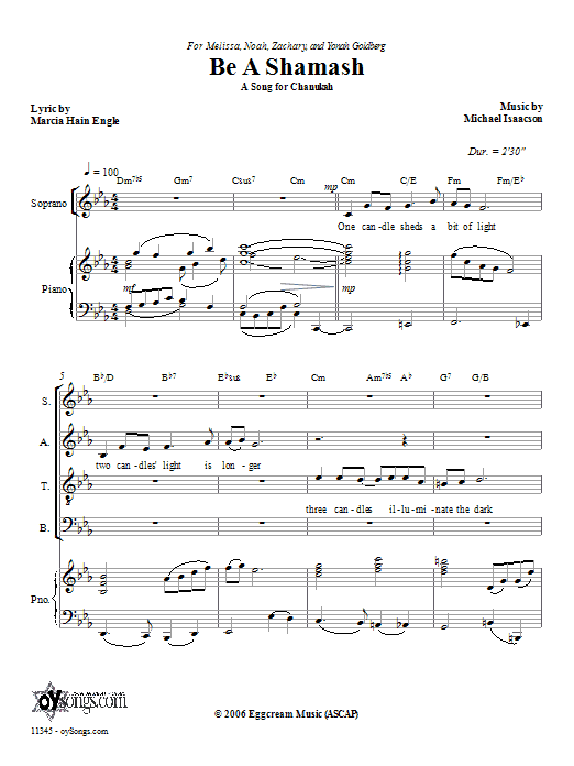Michael Isaacson Be a Shamash Sheet Music Notes & Chords for SATB - Download or Print PDF
