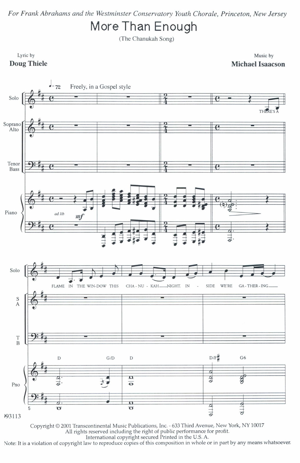 Michael Isaacson More Than Enough Sheet Music Notes & Chords for SATB Choir - Download or Print PDF